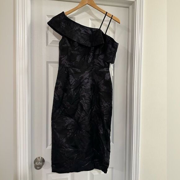Aidan Mattox Black Jacquard Off Shoulder Dress size 4 NWT - Picture 5 of 11